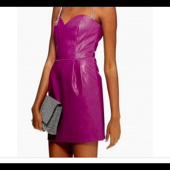 topshop purple leather dress